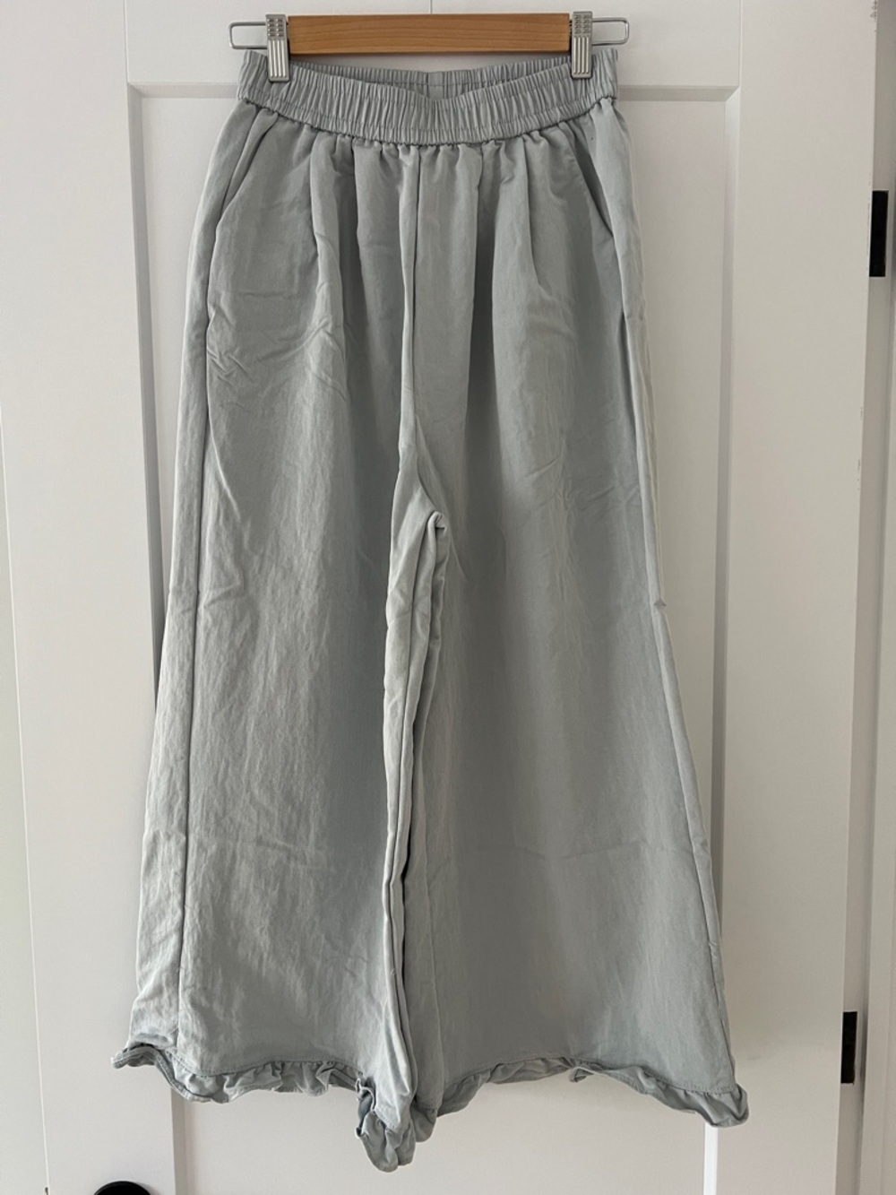 Light Blue Wide Leg Elastic Waist Pants